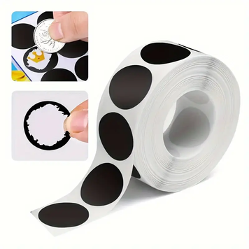 Zdrapki Naklejki Czarny Okrągłe ZR&Oacute;B WŁASNĄ ZDRAPKĘ DIY 25 mm 300 sztuk