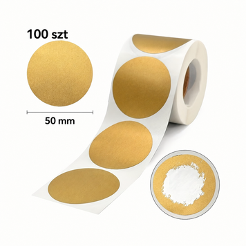Zdrapki Naklejki Złote Okrągłe ZR&Oacute;B WŁASNĄ ZDRAPKĘ DIY 50mm 100 sztuk