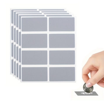 Naklejki zdrapki Prostokąt zdrapka DIY 23x42mm Szary - 100 szt