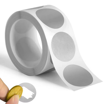 Zdrapki Naklejki Srebrne Okrągłe ZR&Oacute;B WŁASNĄ ZDRAPKĘ DIY 25 mm 300 sztuk
