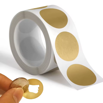 Zdrapki Naklejki Złote Okrągłe ZR&Oacute;B WŁASNĄ ZDRAPKĘ DIY 25mm 300 sztuk