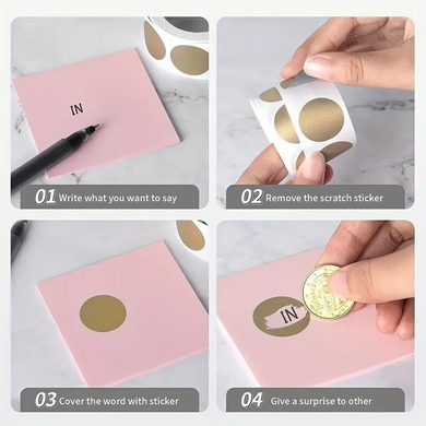 Zdrapki Naklejki Złote Okrągłe ZR&Oacute;B WŁASNĄ ZDRAPKĘ DIY 25mm 300 sztuk