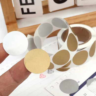 Zdrapki Naklejki Złote Okrągłe ZR&Oacute;B WŁASNĄ ZDRAPKĘ DIY 25mm 300 sztuk