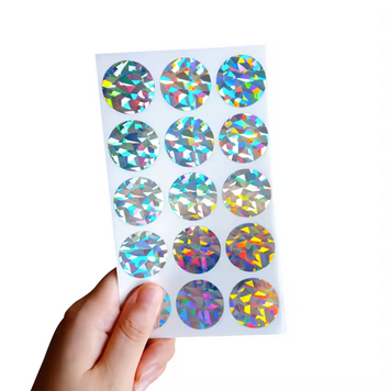 Naklejki zdrapki zdrapka okrągłe DIY 25mm Lazer - 100 szt